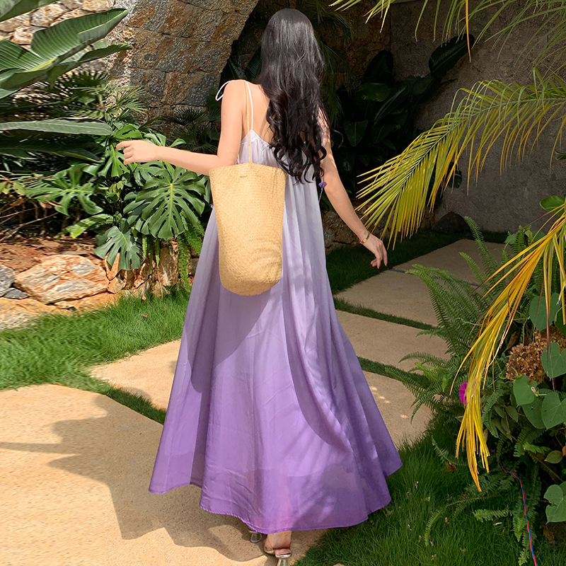 Stereoscopic vacation dress gradient long dress