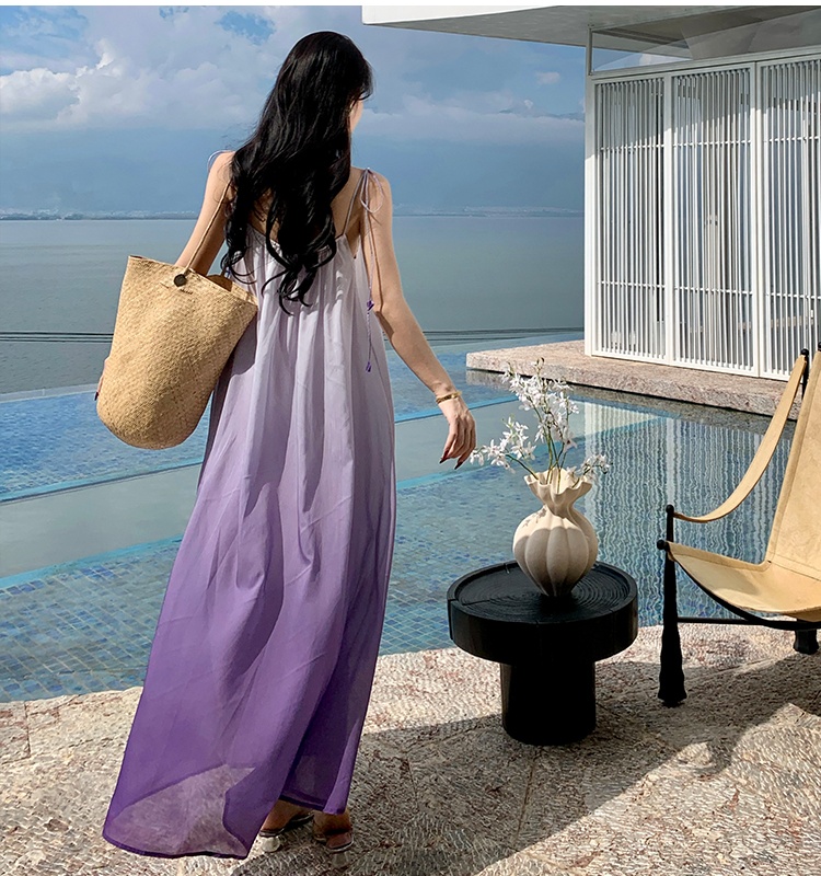 Stereoscopic vacation dress gradient long dress