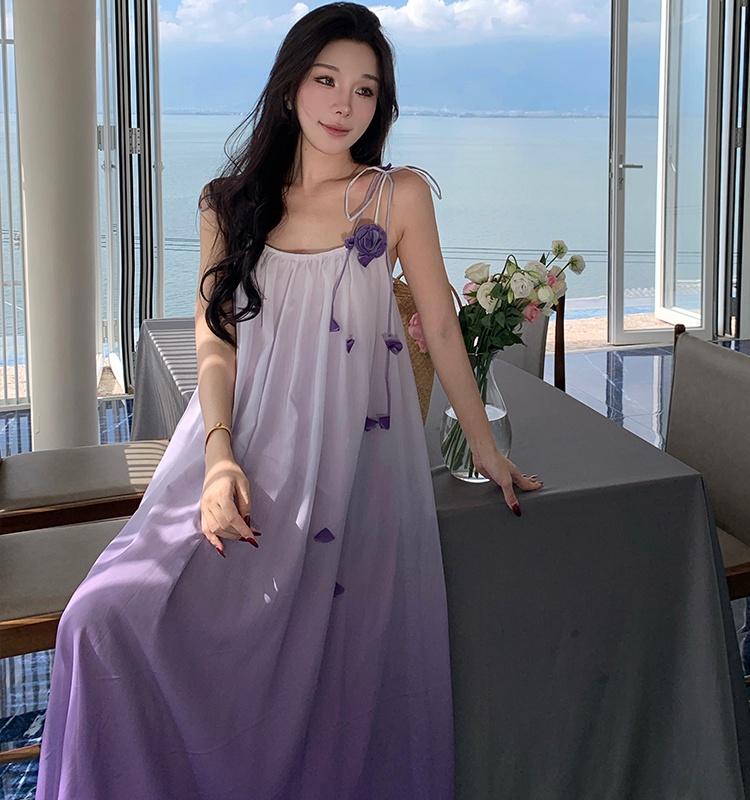 Stereoscopic vacation dress gradient long dress