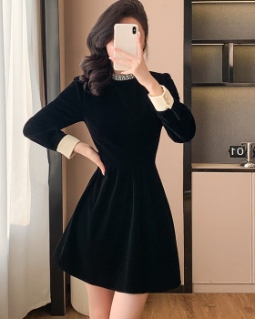 Velvet chanelstyle pinched waist dress