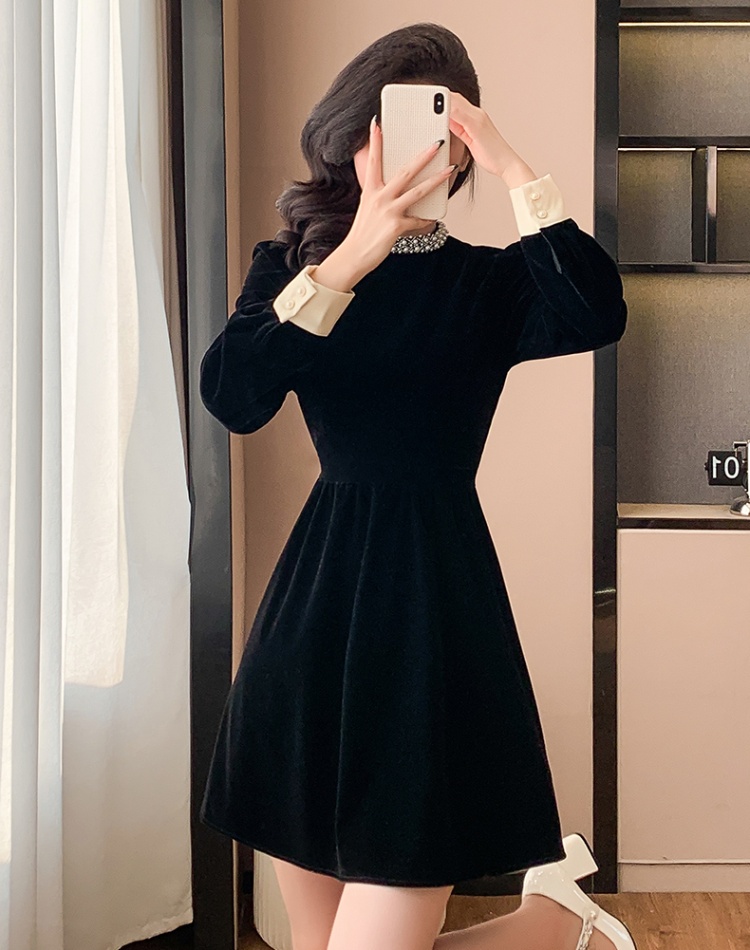 Velvet chanelstyle pinched waist dress