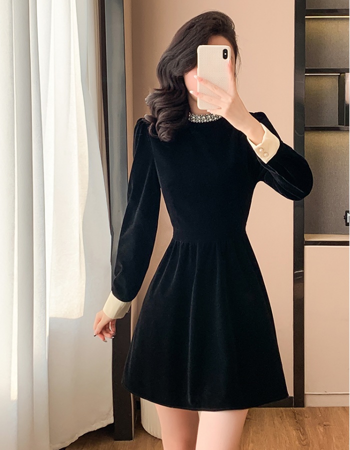 Velvet chanelstyle pinched waist dress