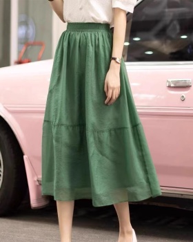 Slim high waist long splice A-line spring and summer skirt