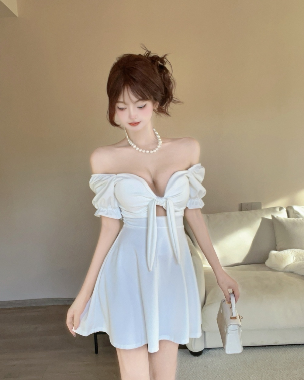 Short bandage short sleeve big skirt dress