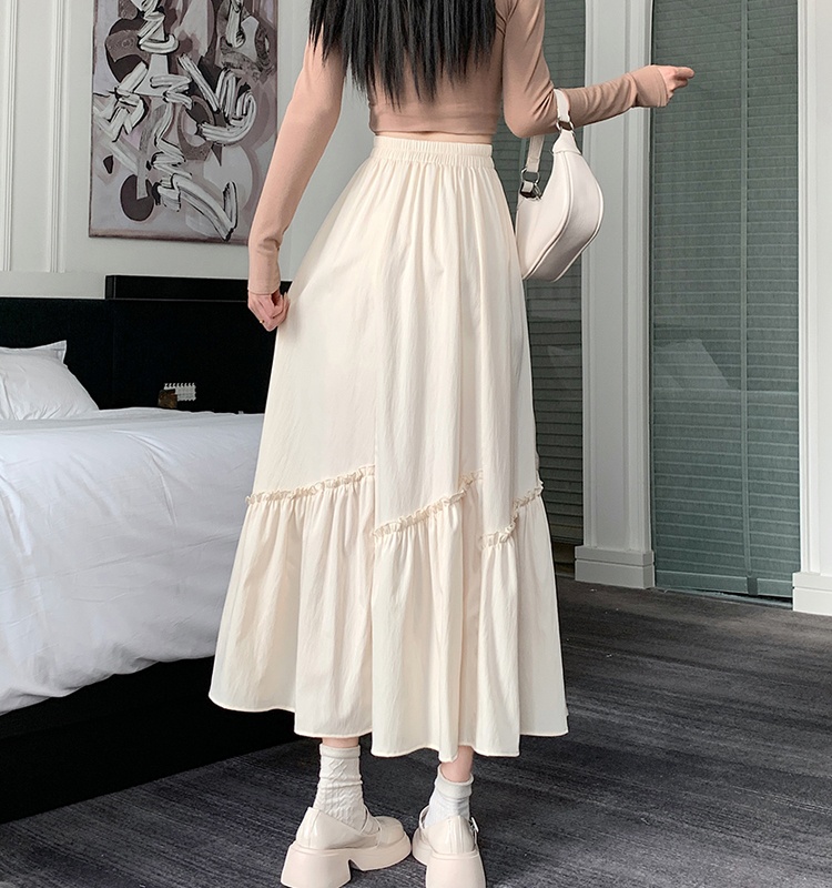 Splice wood ear long skirt Chinese style skirt