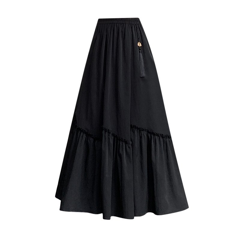 Splice wood ear long skirt Chinese style skirt