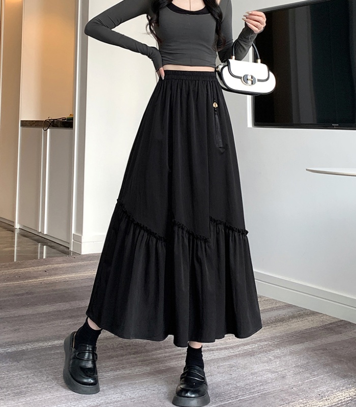 Splice wood ear long skirt Chinese style skirt