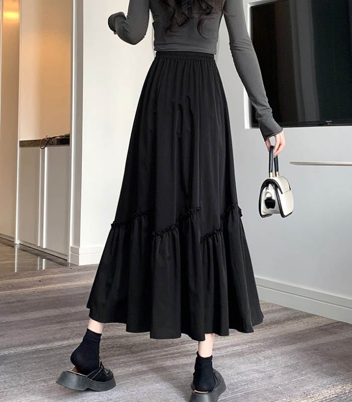 Splice wood ear long skirt Chinese style skirt