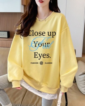 Cotton milk silk complex round neck hoodie for women