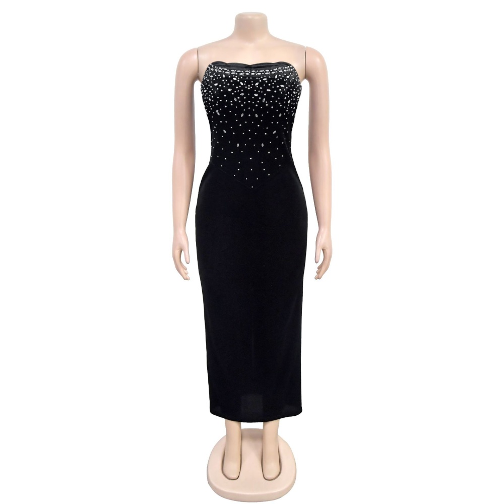 Fashion European style split rhinestone dress for women