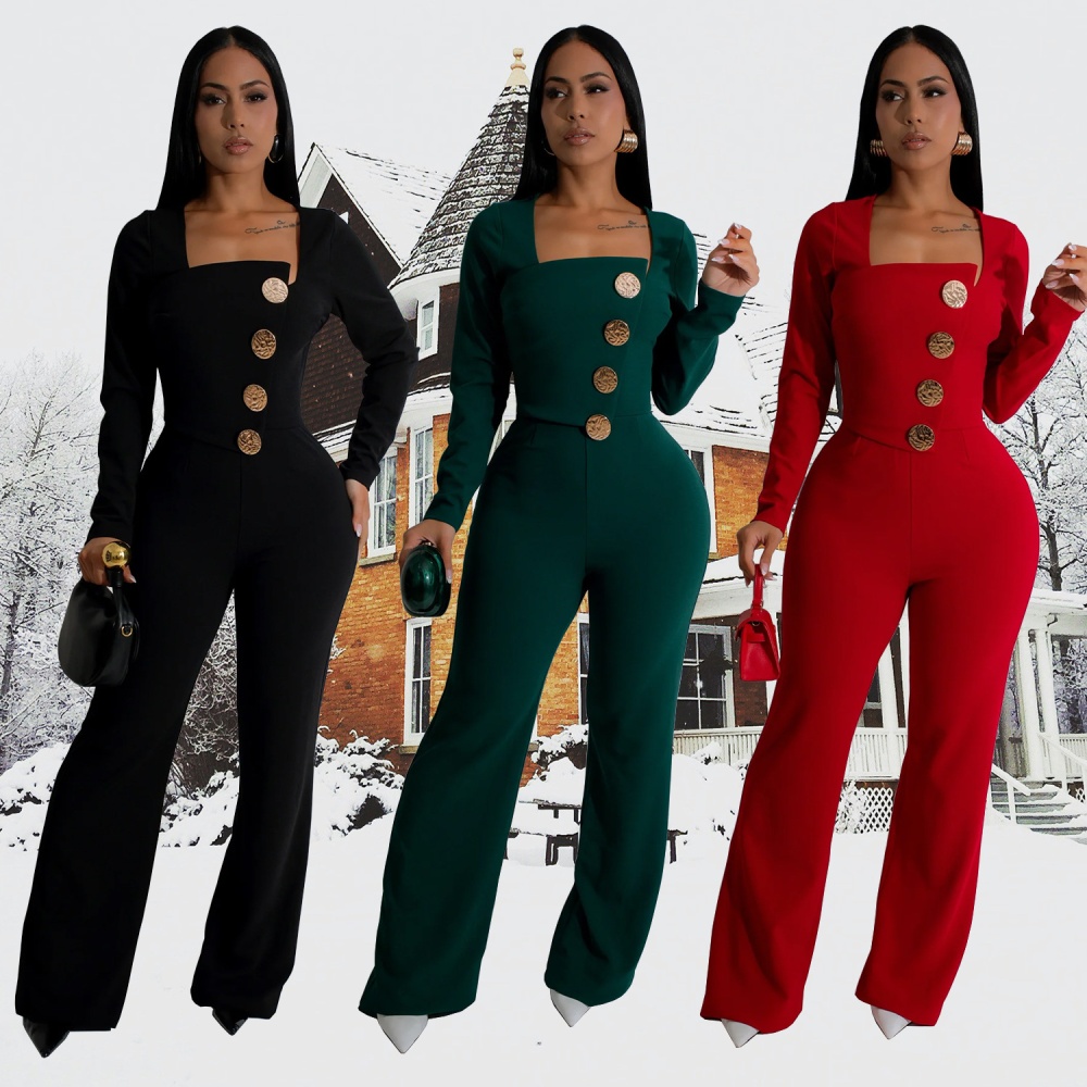 European style jumpsuit slim long pants for women