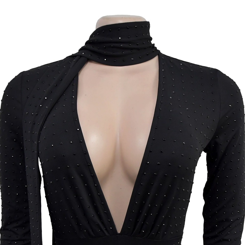 V-neck fashion rhinestone jumpsuit for women