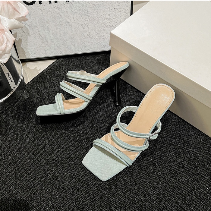 High-heeled open toe sandals France style slippers