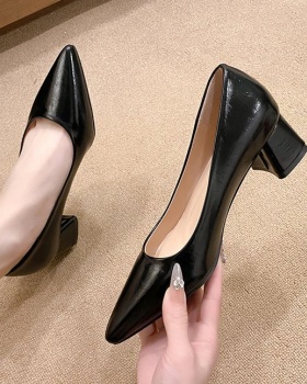 Pointed lady high-heeled shoes thick low shoes