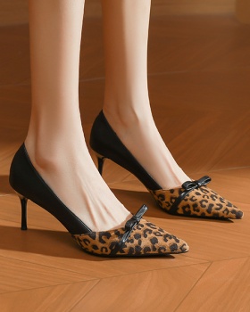 Pointed shoes leopard high-heeled shoes for women