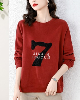 Autumn loose embroidered long sleeve hoodie for women