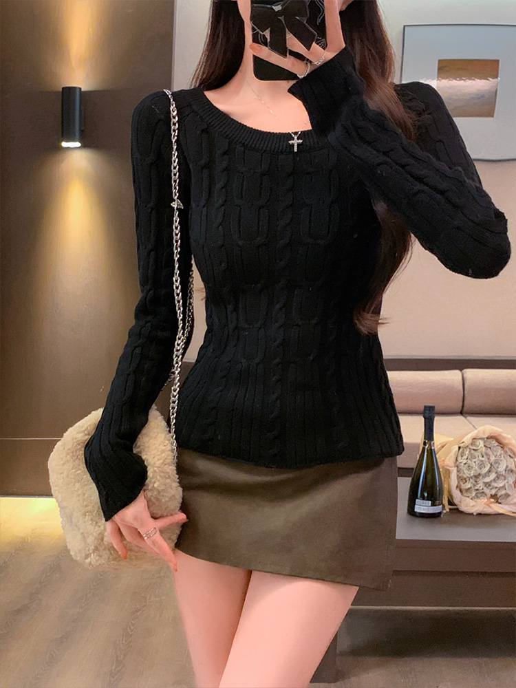 Red autumn and winter sweater strapless tops for women