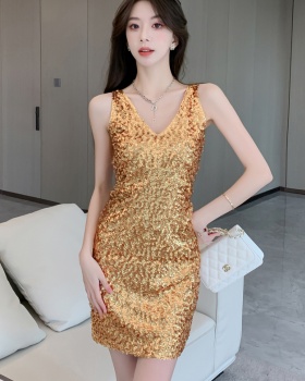 Sequins luxurious spring slim dress for women