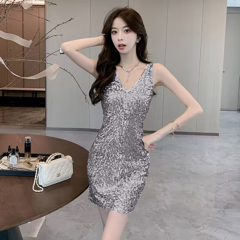 Sequins luxurious spring slim dress for women