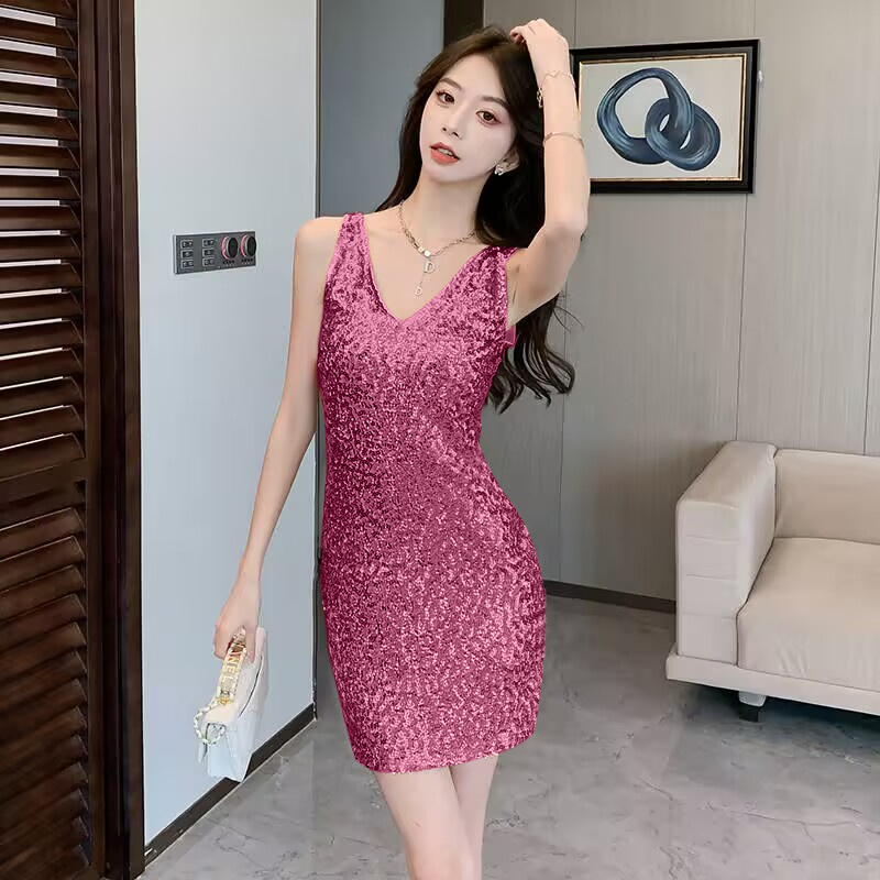 Sequins luxurious spring slim dress for women