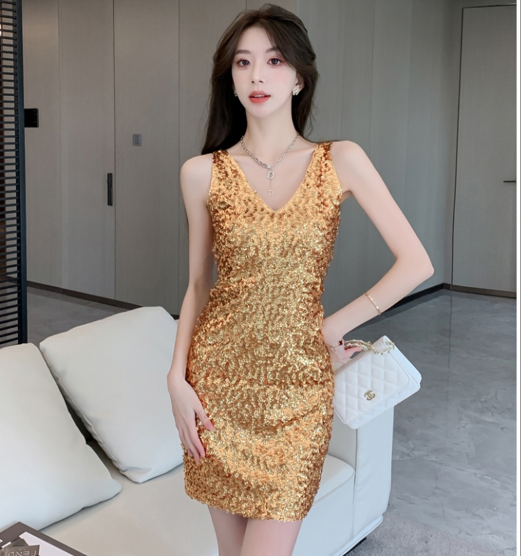 Sequins luxurious spring slim dress for women