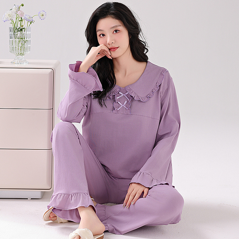 Court style spring sweet homewear cotton pajamas for women