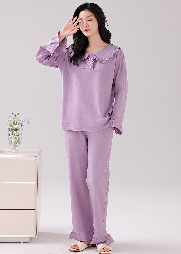 Court style spring sweet homewear cotton pajamas for women