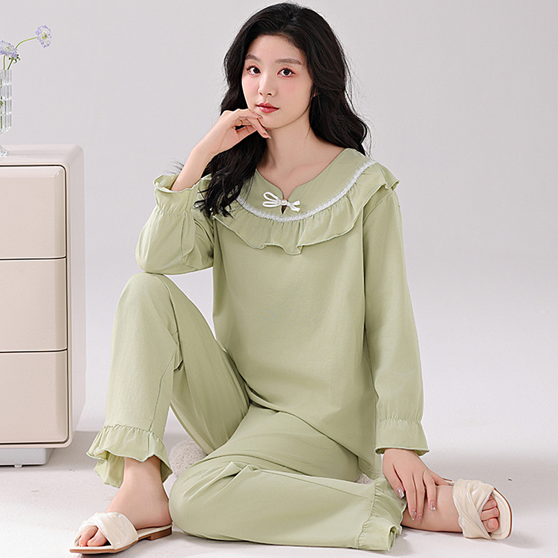 Court style spring sweet homewear cotton pajamas for women