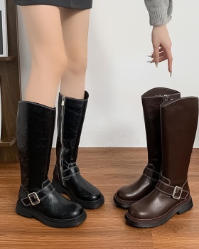 Side zipper women's boots retro thigh boots for women