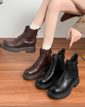 Thick low cylinder boots wears outside shoes for women