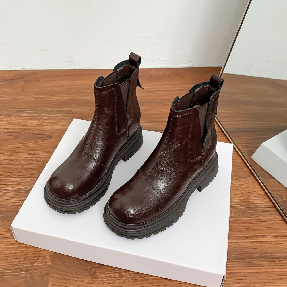 Thick low cylinder boots wears outside shoes for women