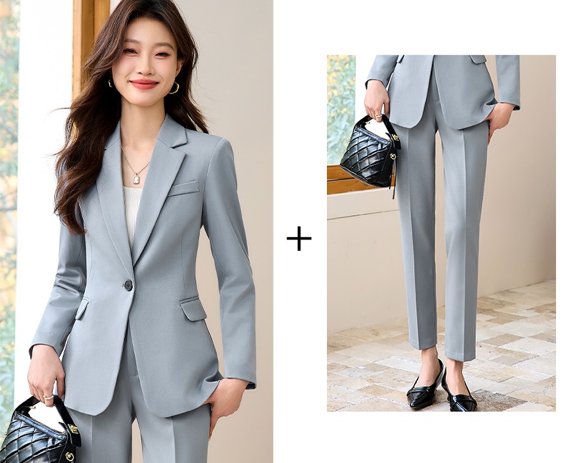 Profession gray suit pants spring business suit 2pcs set