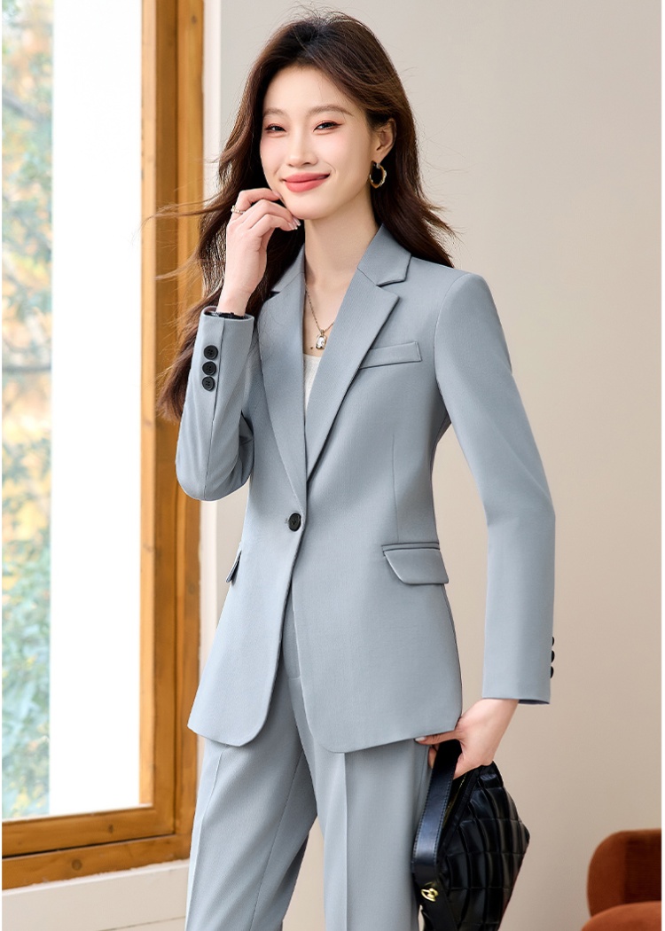 Profession gray suit pants spring business suit 2pcs set