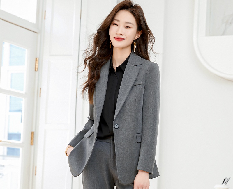 Profession gray suit pants spring business suit 2pcs set