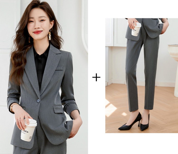 Profession gray suit pants spring business suit 2pcs set