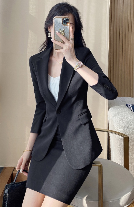 Spring gray business suit profession coat 2pcs set