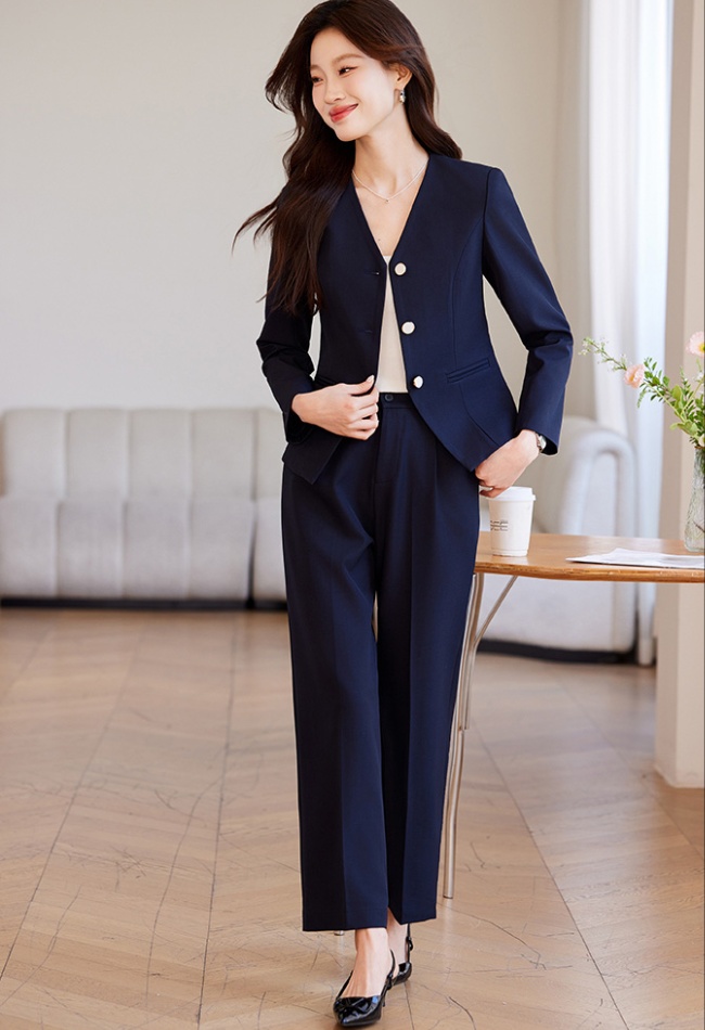 France style coat blue business suit 2pcs set