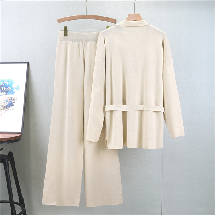 Long cardigan spring wide leg pants 2pcs set for women