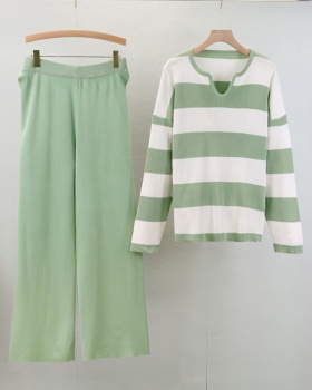 Fashion wide leg pants spring tops 2pcs set for women