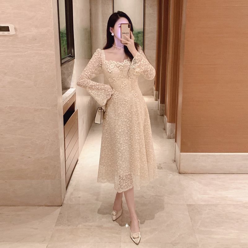 Spring long sleeve evening dress France style dress