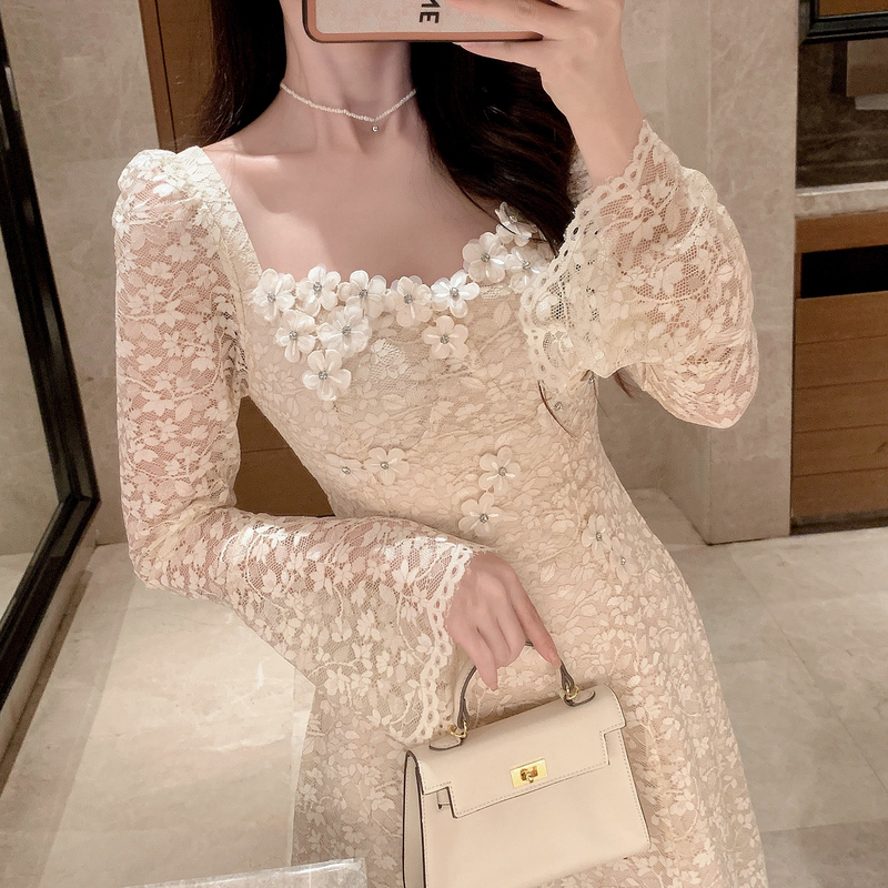 Spring long sleeve evening dress France style dress