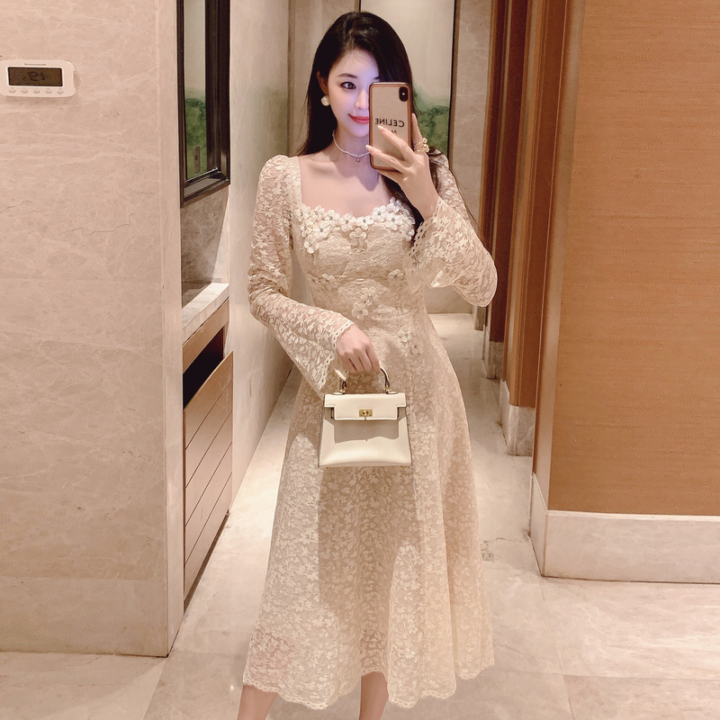 Spring long sleeve evening dress France style dress