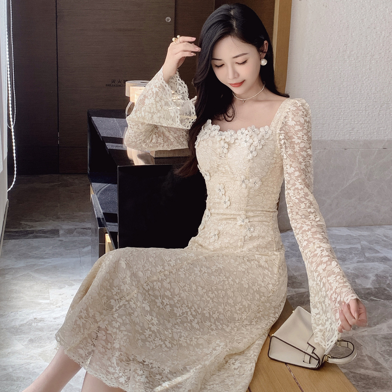 Spring long sleeve evening dress France style dress