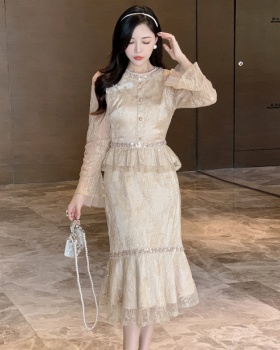 Mermaid slim Pseudo-two fashion elegant temperament dress