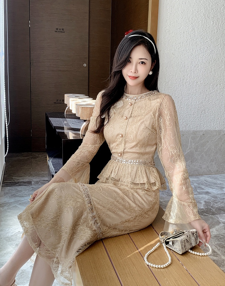 Mermaid slim Pseudo-two fashion elegant temperament dress