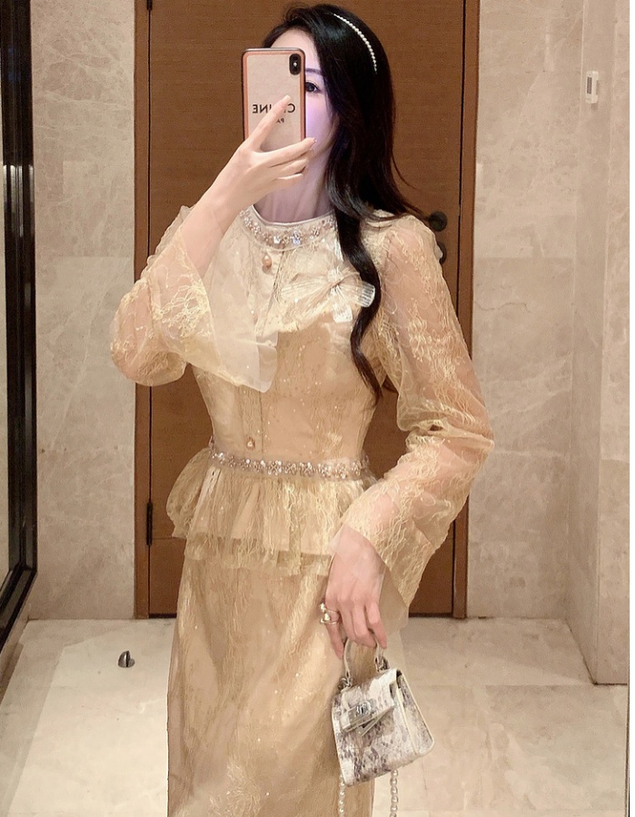 Mermaid slim Pseudo-two fashion elegant temperament dress