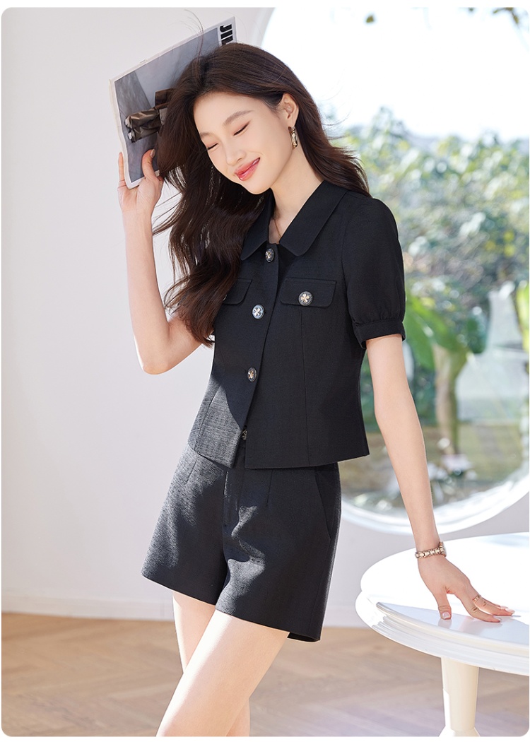 Temperament slim tops summer shorts 2pcs set