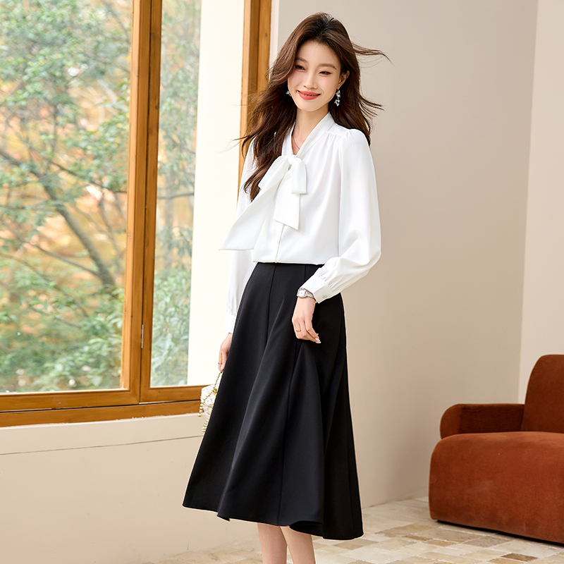 Streamer skirt spring and autumn shirt 2pcs set for women