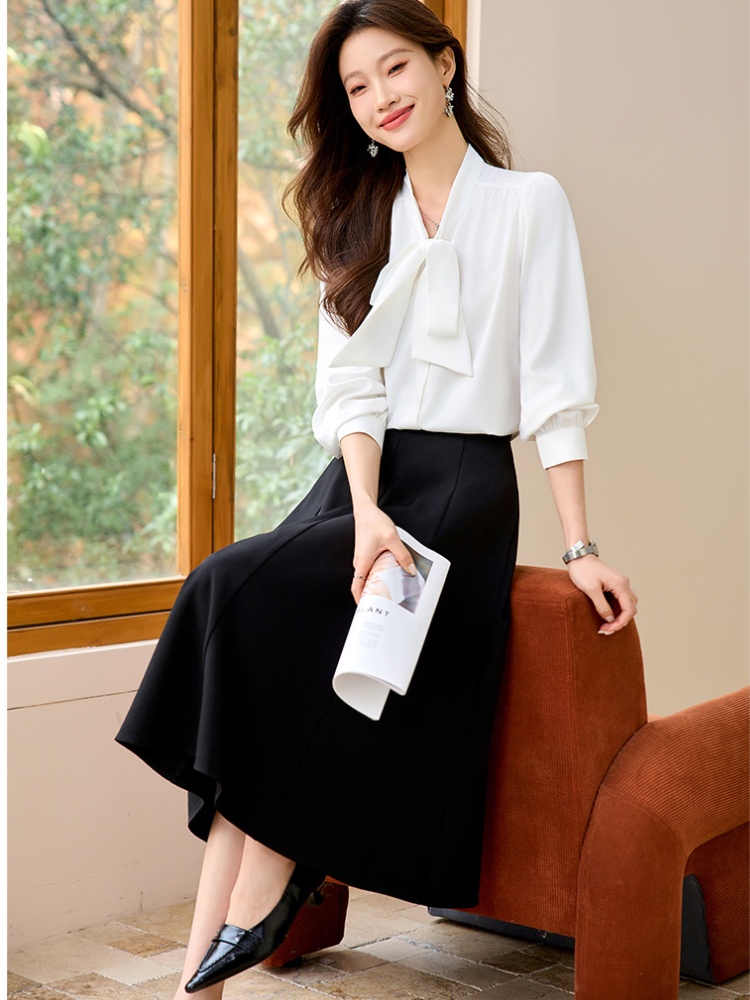 Streamer skirt spring and autumn shirt 2pcs set for women