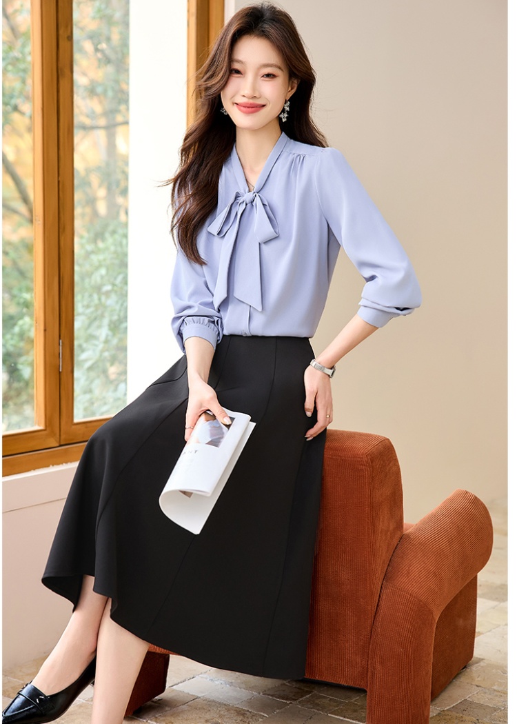 Streamer skirt spring and autumn shirt 2pcs set for women